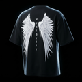 Aesthetic angel-wings backprint — Seraph black oversized tee